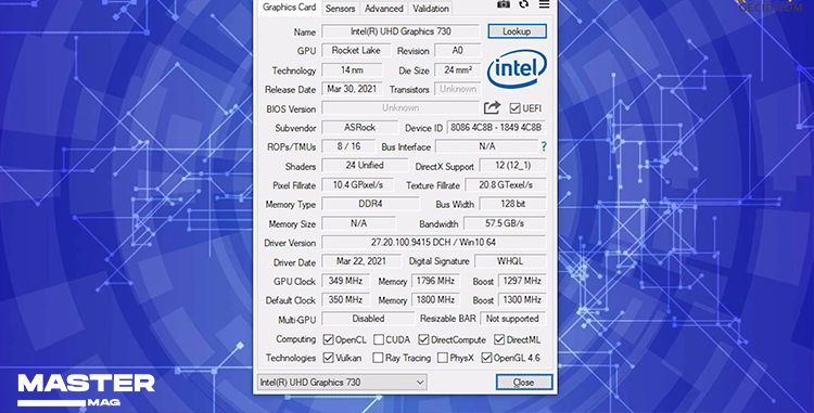  گرافیک Intel UHD Graphics 730